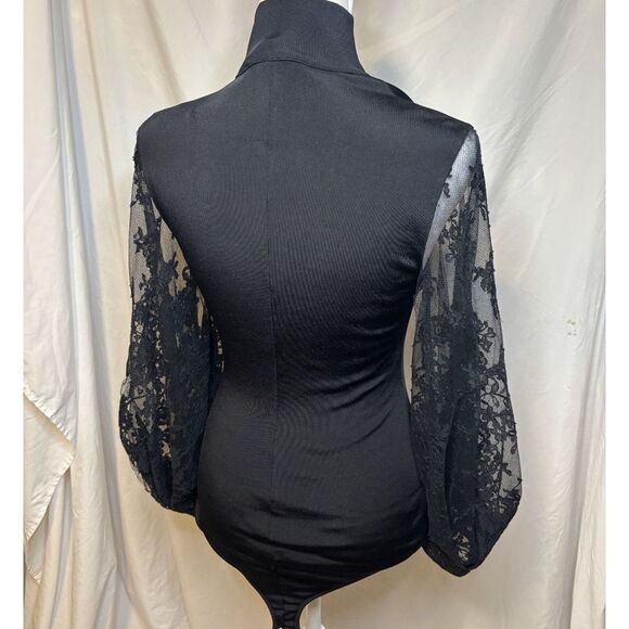 Givenchy Mesh Lace Bodysuit Mock Neck Floral Designer Womens - Picture 9 of 9